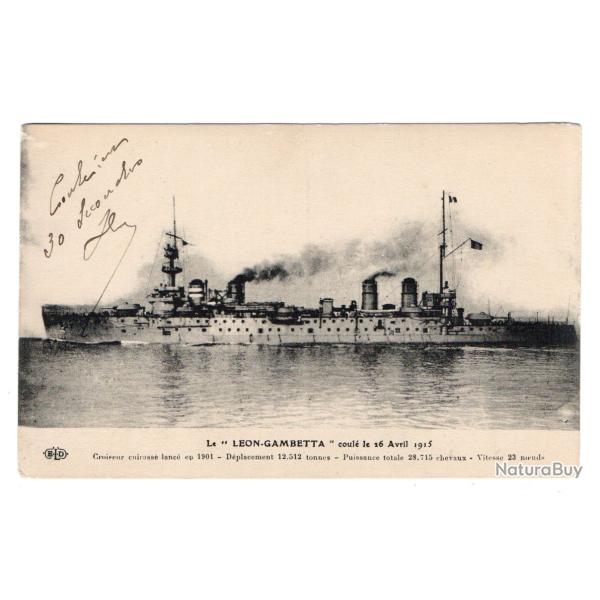 CPA - Marine Militaire  - Le "L�on Gambetta " Le Croiseur Cuirasse coule le 26 Avril 1915 -N�3505