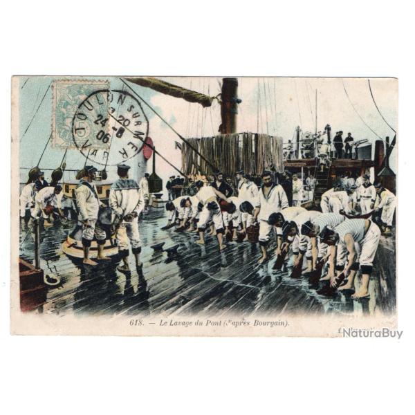 CPA - Marine Militaire - Le Lavage du pont d'apr�s Bourgain -N�3506