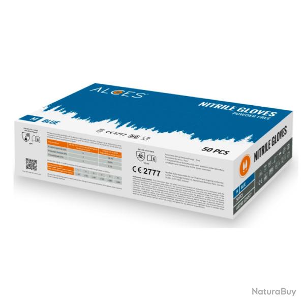 GANTS EN NITRILE - BOITE DE 50 - COULEUR BLEU - TAILLE S