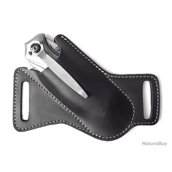 Pochette �tui simili cuir pour grand couteau pliant - Noir
