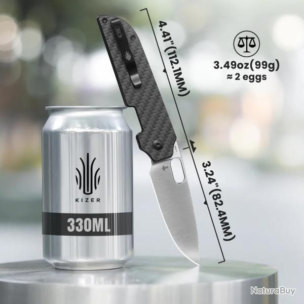 Couteau Kizer Varatas Lame Acier Nitro V Satin Manche G10 FCarbone Liner Lock KIV3637A2