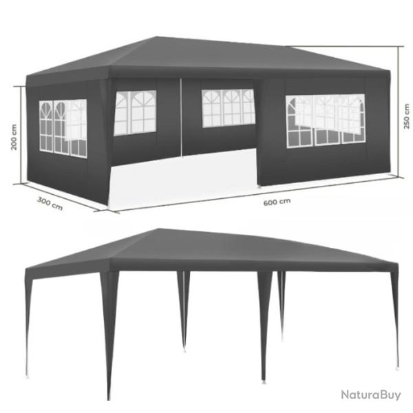Tonnelle de jardin 6x3m  Protection anti-UV - Gris fonc - Livraison rapide et gratuite