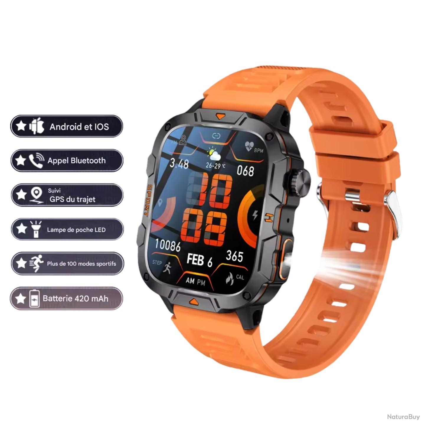 Montre Connectée Militaire 2025 - 5ATM, 1000mAh, Appels Bluetooth, 113 Sports, Pour Android/iOS - 9
