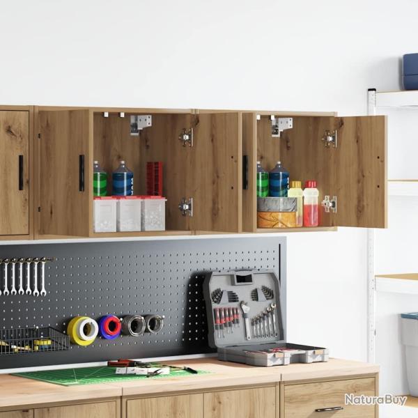Armoires murales garage 2 pcs ch�ne artisanal bois d'ing�nierie