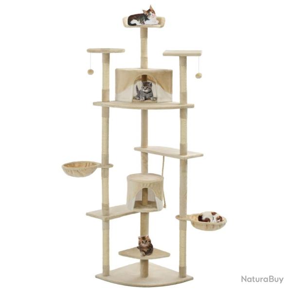 Arbre � chat avec griffoirs en sisal 203 cm Beige et Blanc