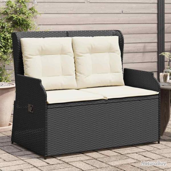 Banc inclinable de jardin avec coussins noir r�sine tress�e