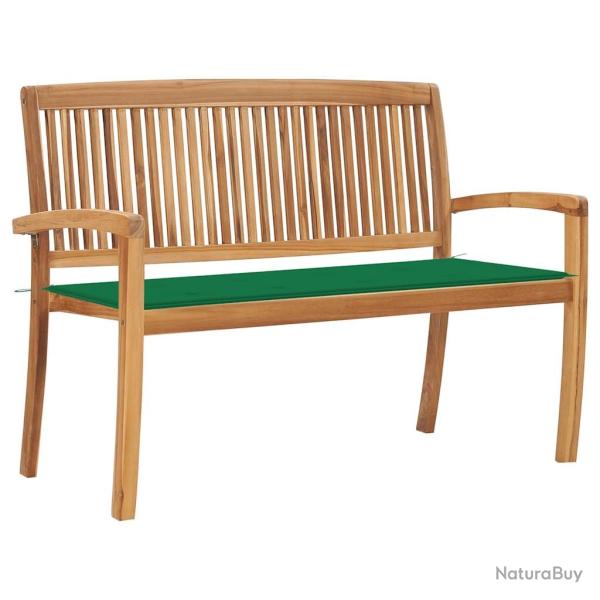 Banc de jardin empilable et coussin 128,5cm Bois de teck massif