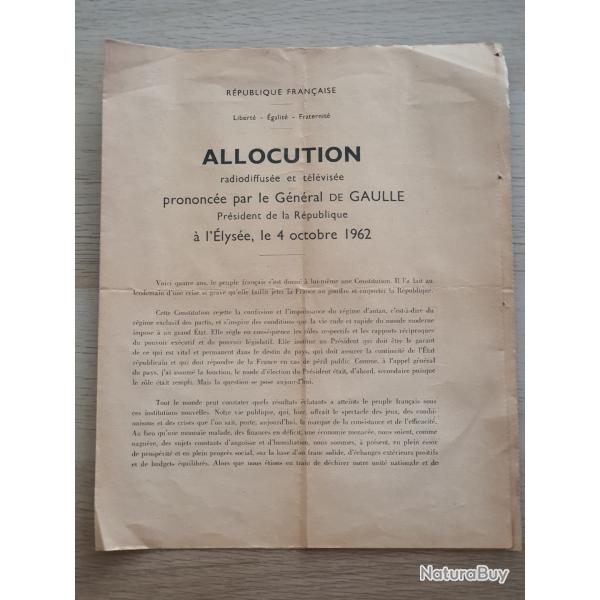 R�f�rendum 1962 allocution du G�n�ral de Gaulle du 4 octobre 1962