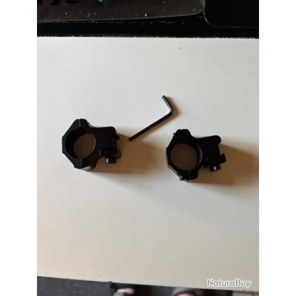 paire de colliers de montage medium en aluminium rail 11 mm et diametre 25,4