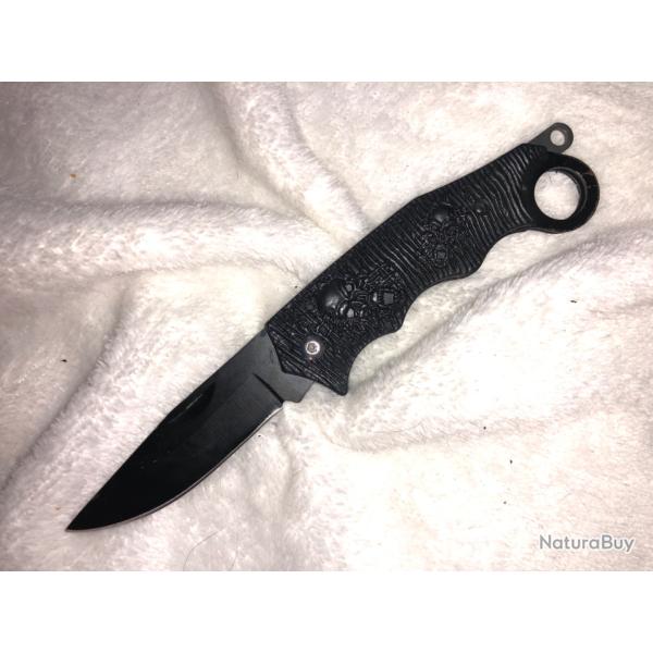 Couteau de poche pliant t�te de mort noir