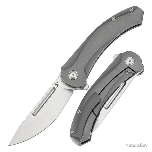 Couteau Kansept Hira Lame Tanto Acier CPM S35VN Satin Manche Titane Gris Frame Lock KIVT K1090A3