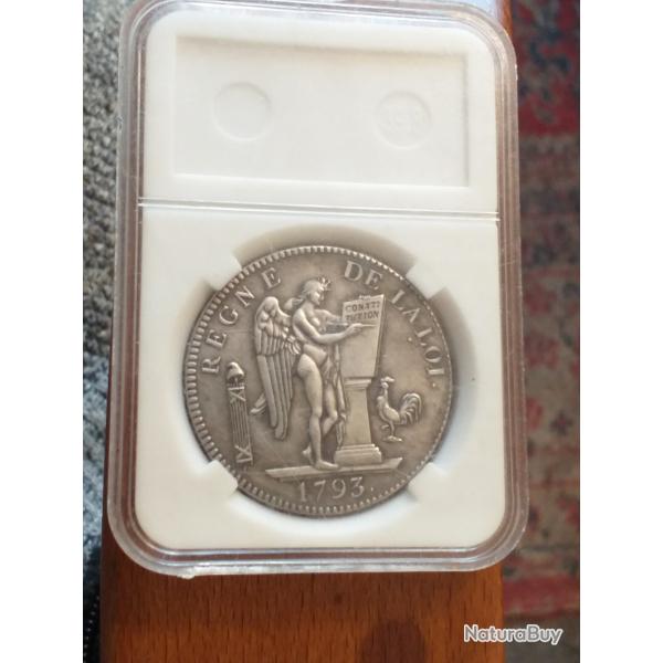 Monnaie six livres l an 12 1793 splendide et scell�