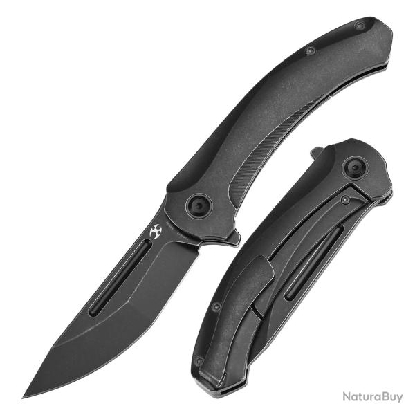 Couteau Kansept Hira Lame Tanto Acier CPM S35VN Blackwash Manche Titane Blackwash Frame Lock K1090A1