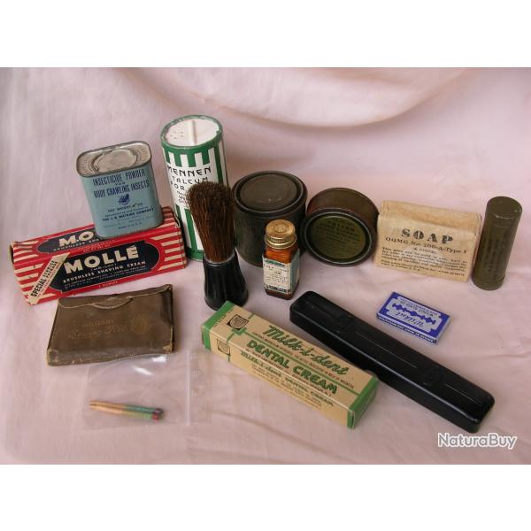 WW2 US LOT DE 14 �L�MENTS D'HYGI�NE/DIVERS DU SOLDAT MILITAIRE AM�RICAIN ( 39-45 ) LOT 9
