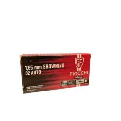 Munitions Fiocchi calibre 7.65 Browning / 32auto FMJ 73gr