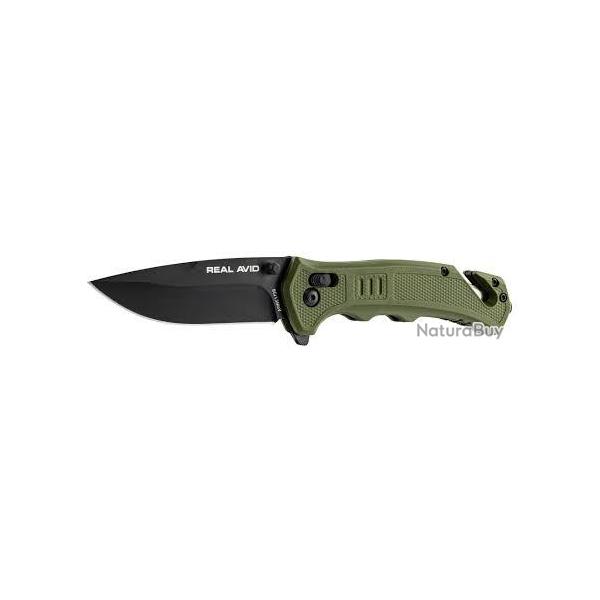 Couteau pliant Real Avid Rav-4 type "survie" vert