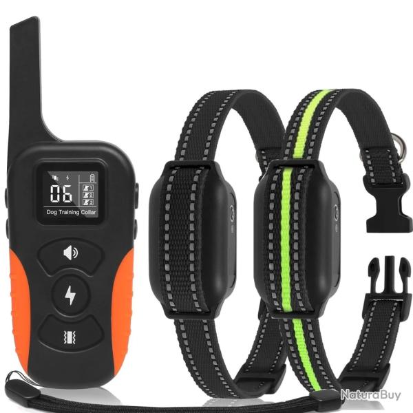 Double Colliers de Dressage pour Chiens �tanche et Rechargeable T�l�commande 3 Modes