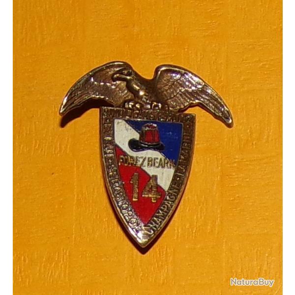 14� R.I, FOREZ BEARN, avec noms de batailles, plat, lisse , R�giment d'Infanterie, aigle au-dessus d
