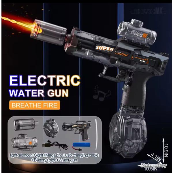 Pistolet � eau �lectrique � �mission de lumi�re Led Batterie lithium couleur aux choix