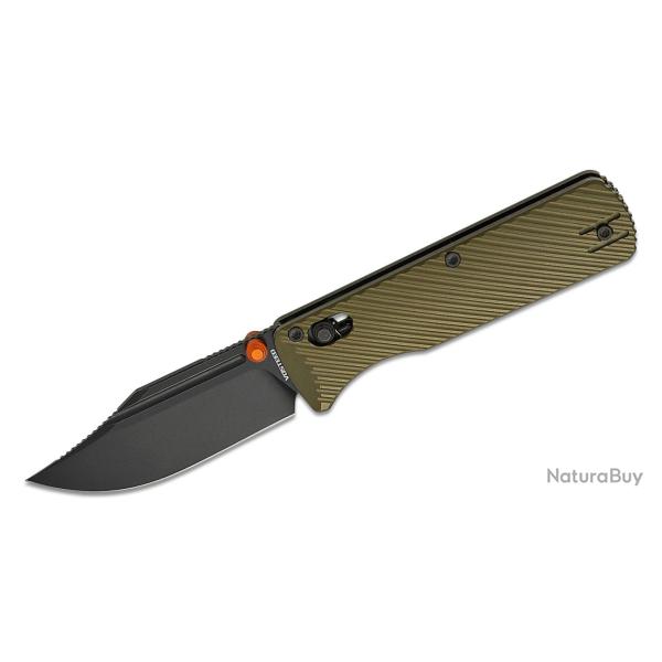 Couteau Vosteed Vombat Crossbar Lock Lame Bowie Acier M390 Satin Manche Aluminium Olive VOSA4102