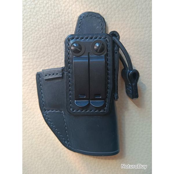 Holster IWB (Inside) Droitier, en cuir noir pour GLOCK 26