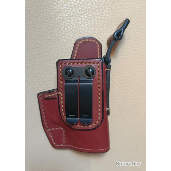Holster IWB (Inside) Droitier, en cuir marron pour GLOCK 26
