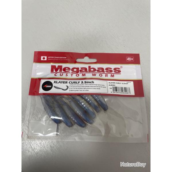 !! OPE -70% !! LEURRE MEGABASS XLAYER CURLY 3.5inch col ALBINO
