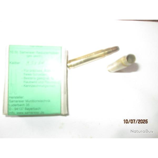 Tr�s rare cartouches Cal 9.3x64 (douilles tourn�es ,pour tir reduit)