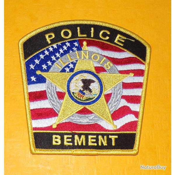 TISSU PATCH : POLICE BEMENT , ILLINOIS  , DIAMETRE 9�CM , BON ETAT VOIR PHOTOS . POUR TOUT RENSEIGNE