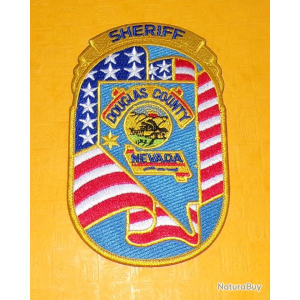 TISSU PATCH : SHERIFF DOUGLAS CITY , NEVADA , DIAMETRE 13�CM , BON ETAT VOIR PHOTOS . POUR TOUT RENS