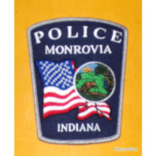 TISSU PATCH : POLICE MONROVIA INDIANA , DIAMETRE 11�CM , BON ETAT VOIR PHOTOS . POUR TOUT RENSEIGNEM