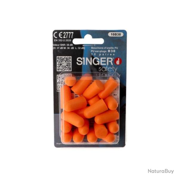 Bouchons d'oreille en polyur�thane - Blister de 10 paires