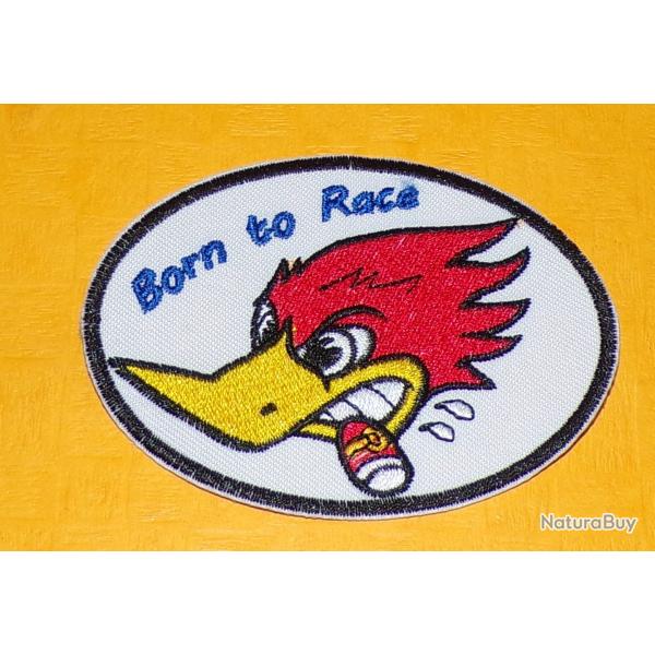 TISSU PATCH : MISTER HORSEPOWER , BORN TO RACE , LONGUEUR 9CM , BON ETAT VOIR PHOTOS . POUR TOUT RE