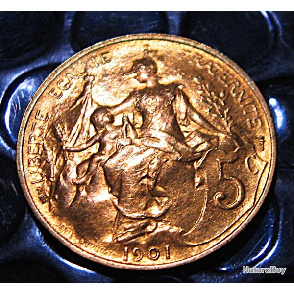 France 5 centimes 1901 bronze D.Dupuis ttb