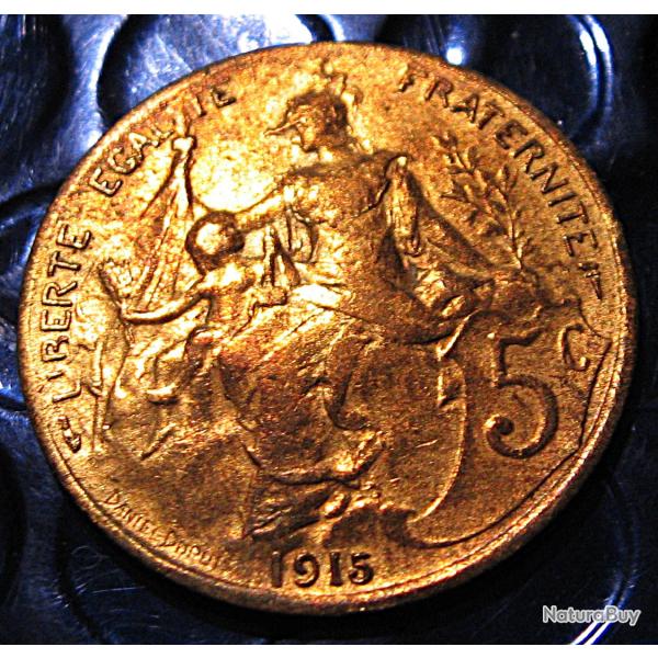 France 5 centimes 1915 bronze D.Dupuis ttb