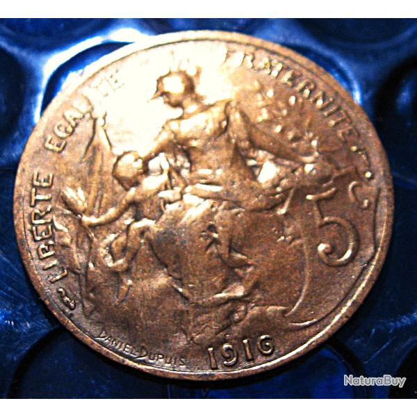 France 5 centimes 1916 bronze D.Dupuis ttb