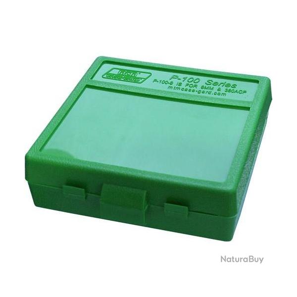 Boite de rangement MTM - P - Cal: 9mm luger, 380 ACP - 50 munition - Verte