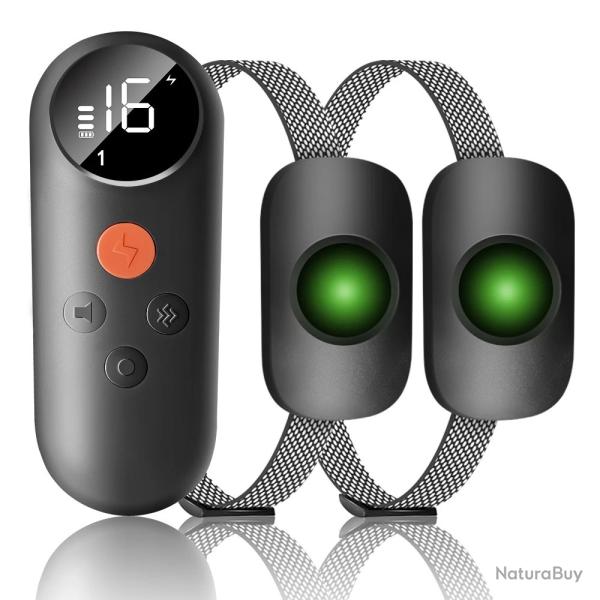 2x Colliers Dressage Intelligent pour Chien 3 Modes  tanche Tlcommande Rechargeable Noir