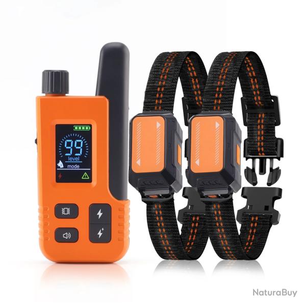 Double Colliers de Dressage Electrique Etanche pour 2 Chiens avec Tlcommande Porte 600m 3 modes