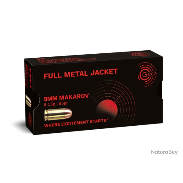Boite de 50 munition  CAL. 9mm MAKAROV Geco 6.1G 95GR x50