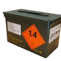 caisse de 1000 Munitions .223rem. GGG FMJ 55gr (3,56g)