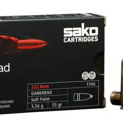 boîte munition Sako Gamehead 222REM 3,56G 55GR x20