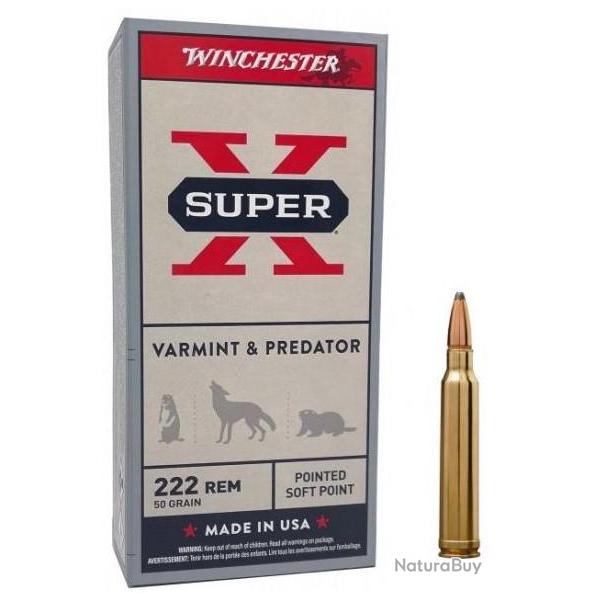 Munitions Winchester Super X 222R 50GR Soft Point pdp  x20