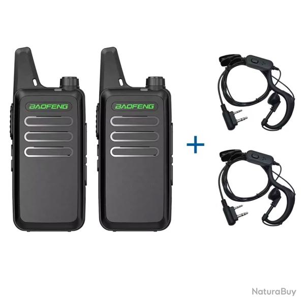 2x TALKIES-WALKIES BAOFENG T20 + 2 ECOUTEURS - NOIR - LIVRAISON GRATUITE
