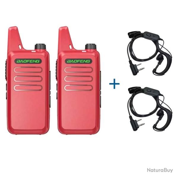 2x TALKIES-WALKIES BAOFENG T20 + 2 ECOUTEURS - ROUGE - LIVRAISON GRATUITE