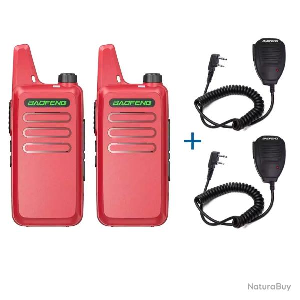 2x TALKIES-WALKIES BAOFENG T20 + 2 MICROS - ROUGE - LIVRAISON GRATUITE