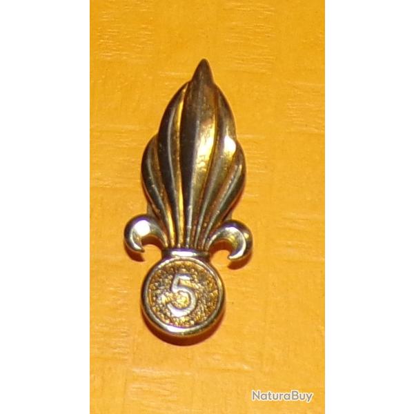 5� R�giment Etranger d'Infanterie, flamme b�ret, � vis, dos guilloch� , grenade dor�e au chiffre 5,