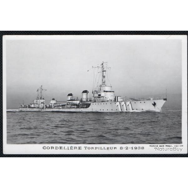 CPA - Marine Militaire - CORDELI�RE TORPILLEUR 8-2-1938 N�1480