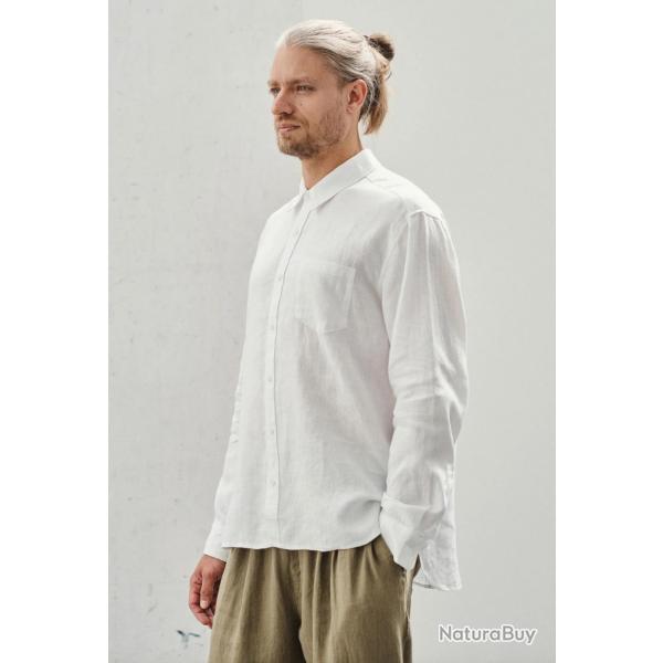 Chemise en pur lin pour homme blanc 2XL