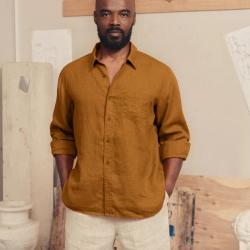 Chemise en pur lin pour homme 2XL BRONZE